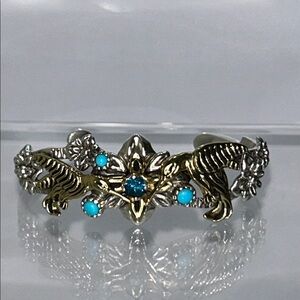 NWOT Carolyn Pollack Sterling Silver Brass Blue Topaz Sleeping Beauty Bracelet